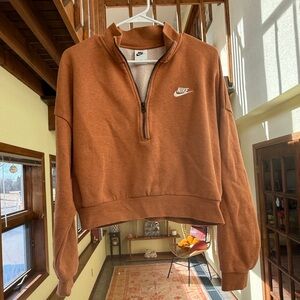 Nike Women's Rust Orange Half-Zip Sweatshirt